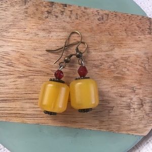 Yellow and red earrings